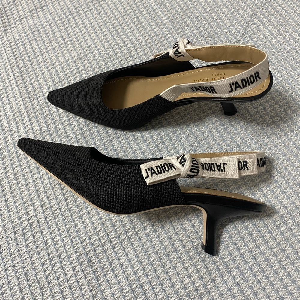 Dior Black and White J'Adior Slingback Heels - Picture 4 of 6